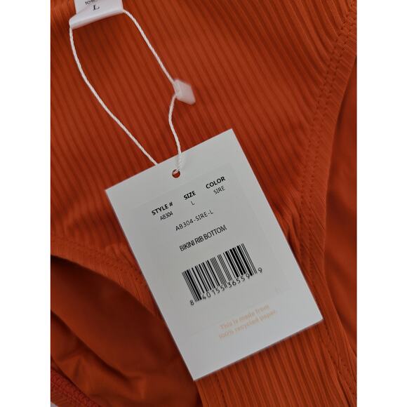Andie Swim Bikini Bottom Ribbed Orange Sire NEW - Picture 2 of 6